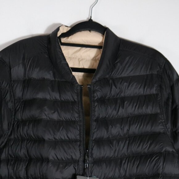 Lands End Reversible Puffer Coat Womens 3X 800 Fill Down Black Beige Neutral - Picture 2 of 8